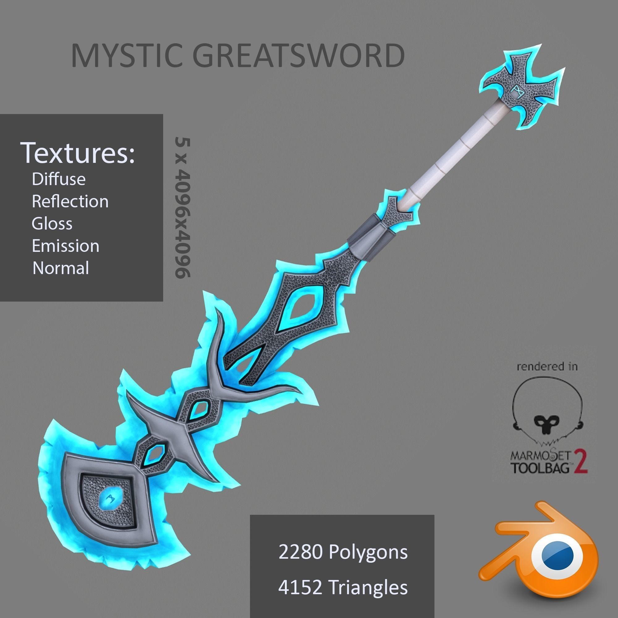 Mystic GreatSword Low-poly 3D model