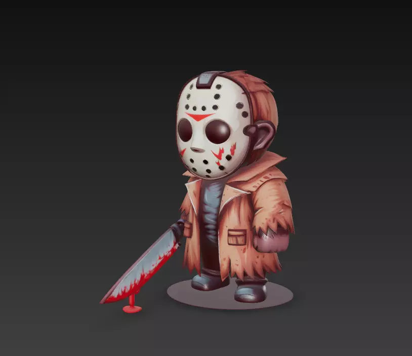 Stylized Horror Killer - Chibi Halloween 3D Model 3D print model_0
