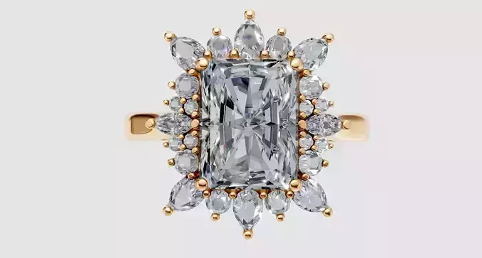 Square Halo Engagement Ring