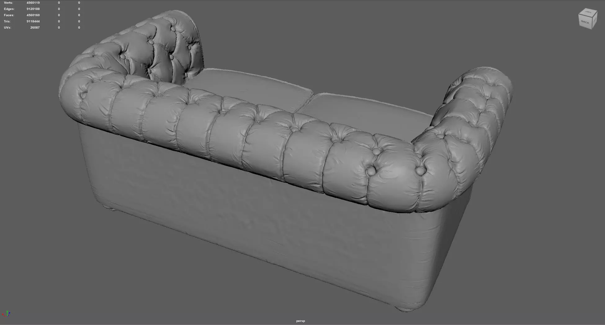 Detailed Vintage Chesterfield Sofa Miniature for 3D Printing   3D print model_3