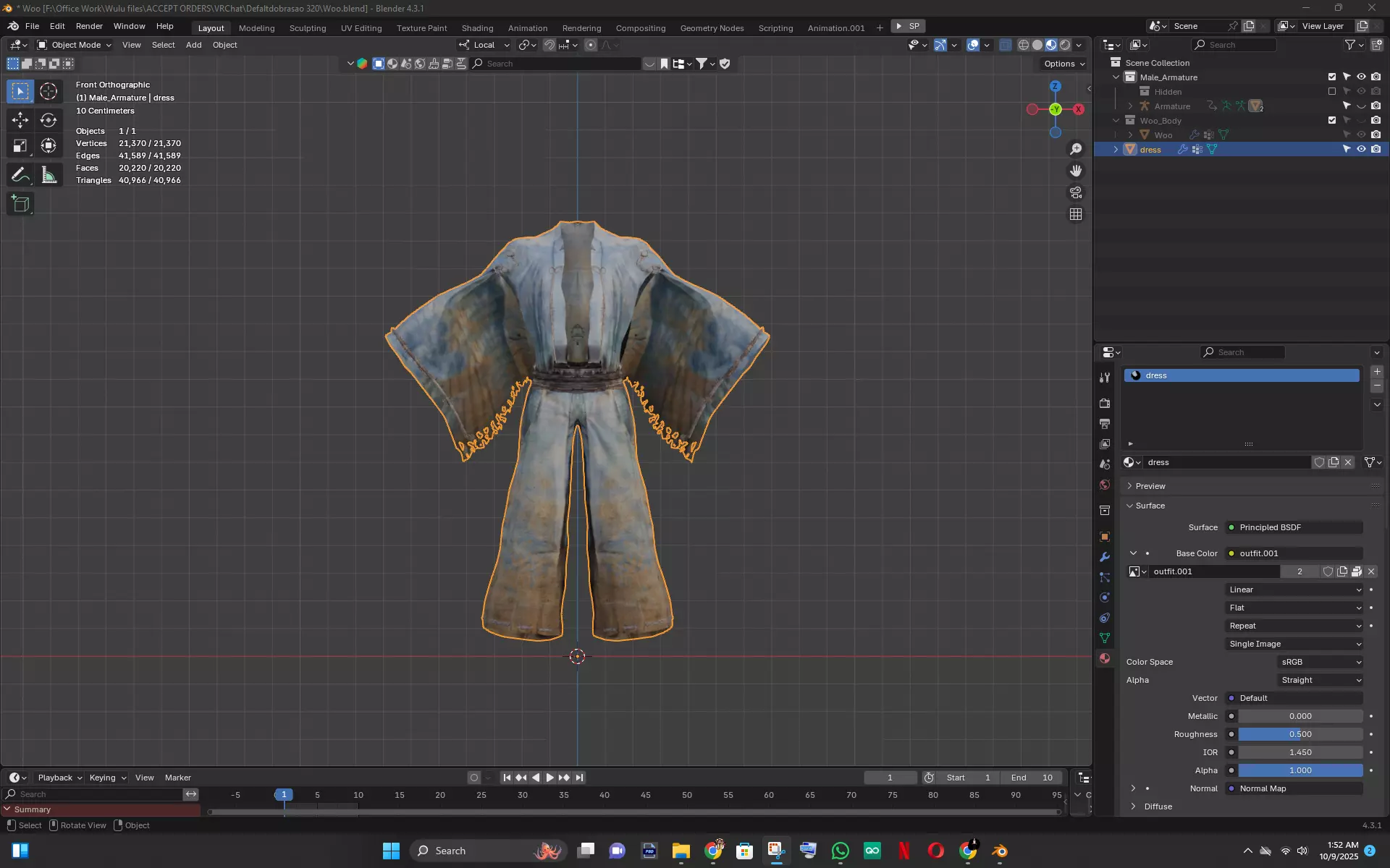 Male Samurai Outfit Sekiro Inspired Game Ready 3D Model PBR Low-poly 3D model_3