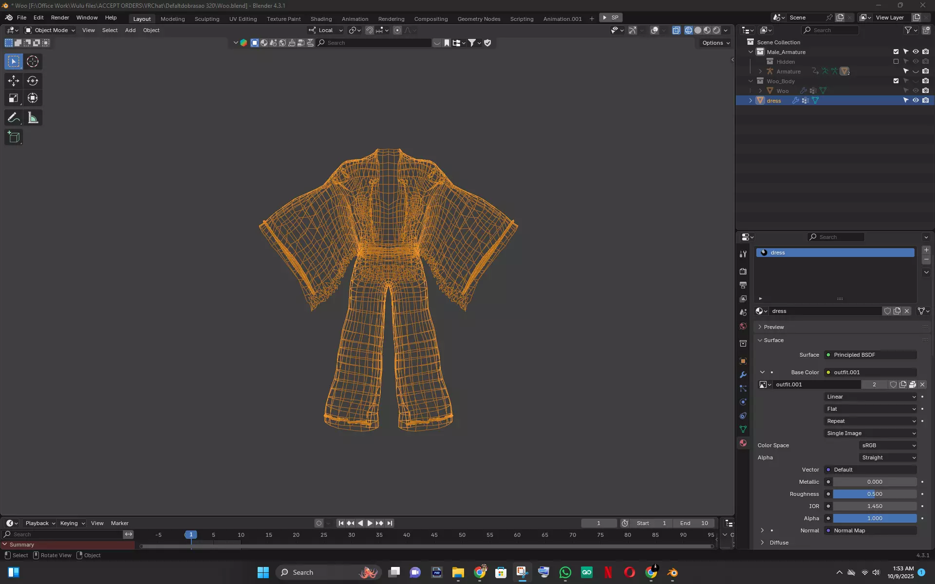 Male Samurai Outfit Sekiro Inspired Game Ready 3D Model PBR Low-poly 3D model_4