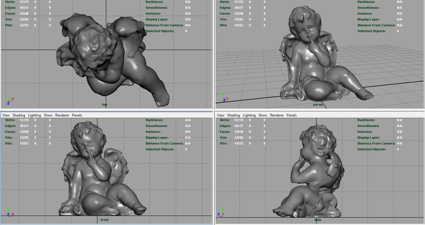 Angel statue of baby Low-poly 3D model_6