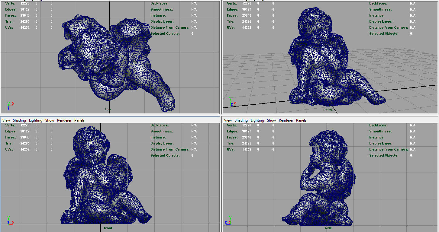 Angel statue of baby Low-poly 3D model_9