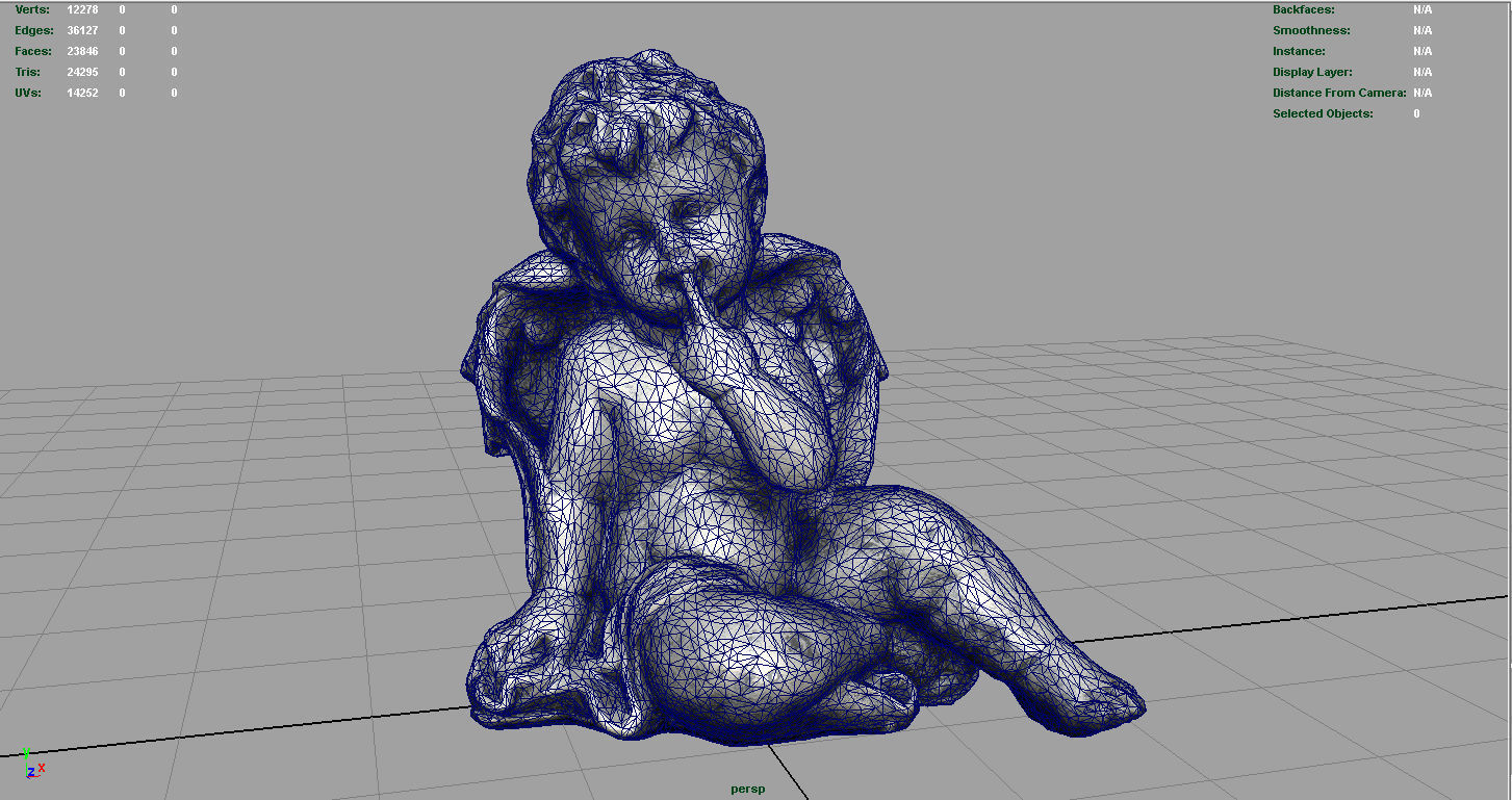 Angel statue of baby Low-poly 3D model_4