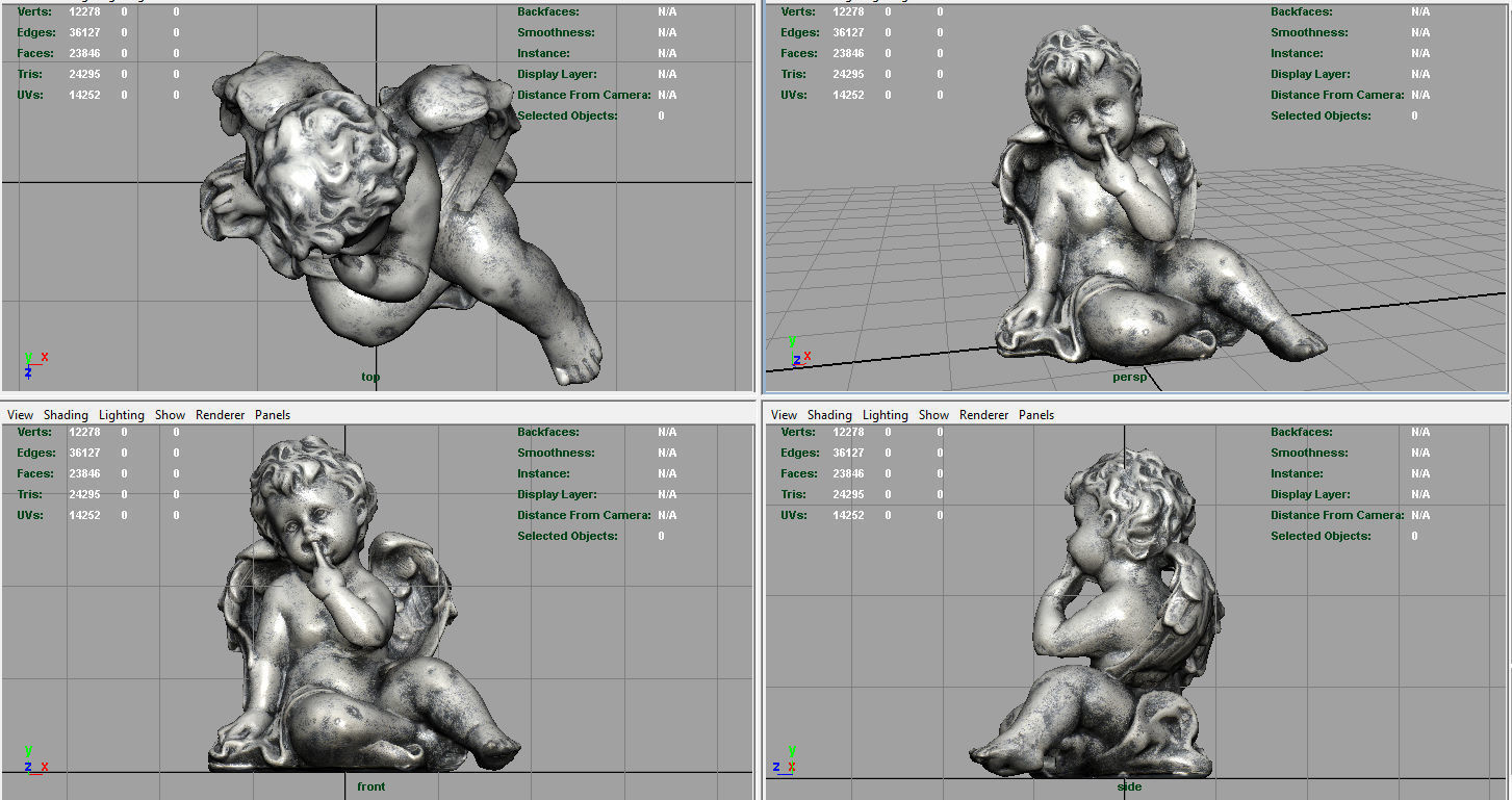 Angel statue of baby Low-poly 3D model_5