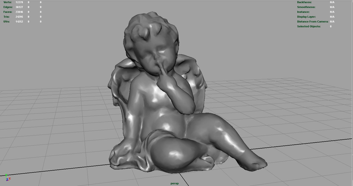Angel statue of baby Low-poly 3D model_2