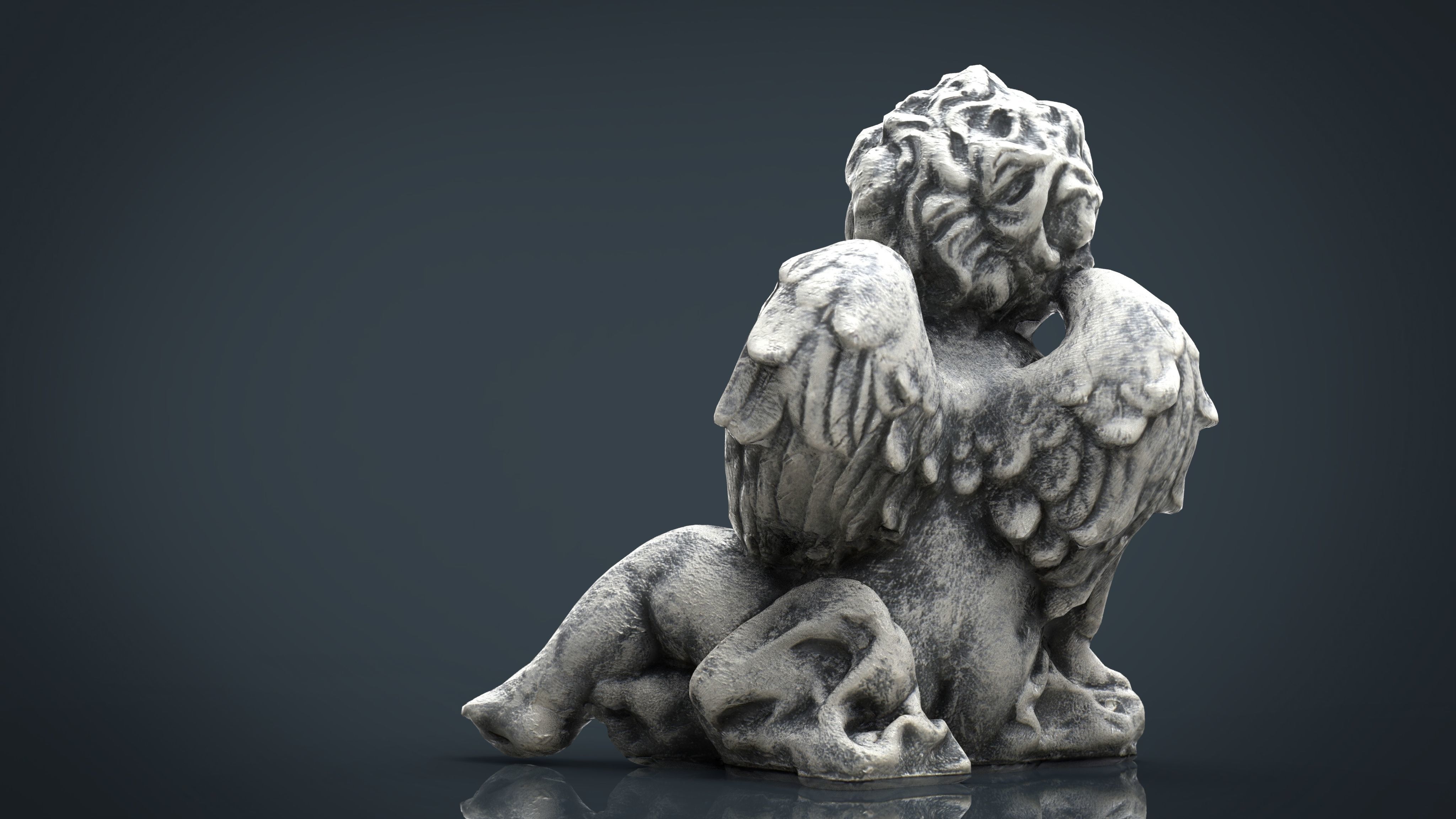 Angel statue of baby Low-poly 3D model_8