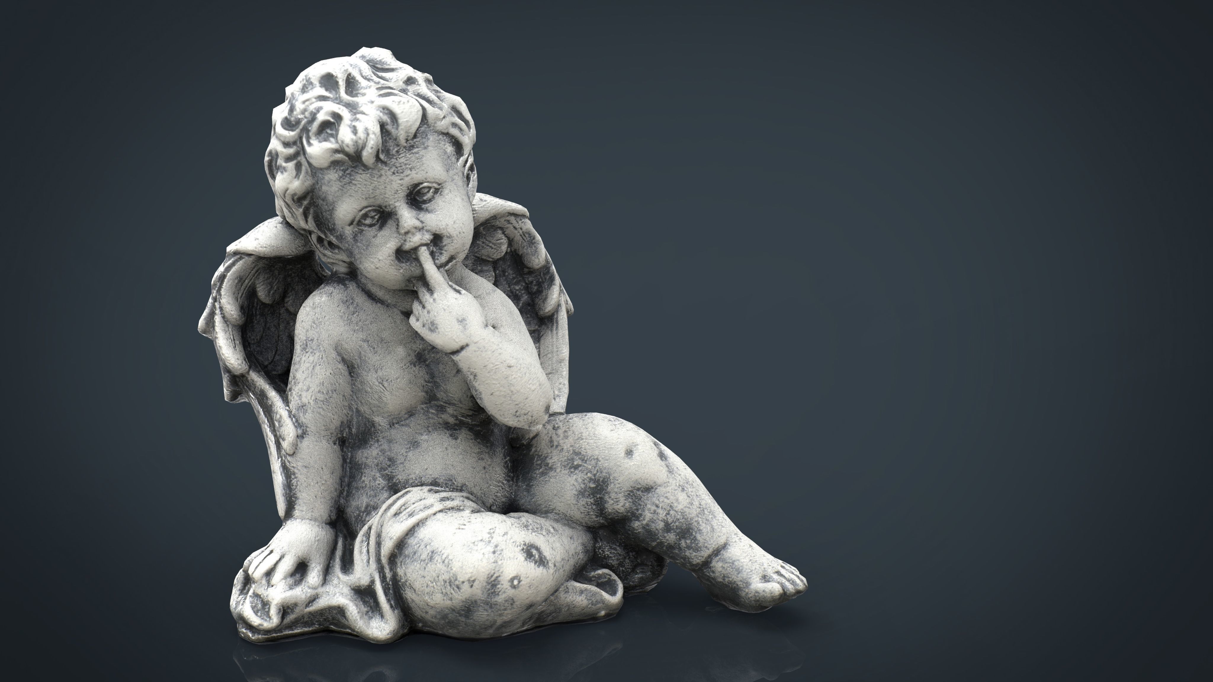 Angel statue of baby Low-poly 3D model_11