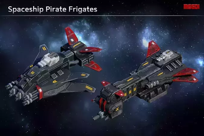 Spaceship Pirate Frigates Low-poly 3D model