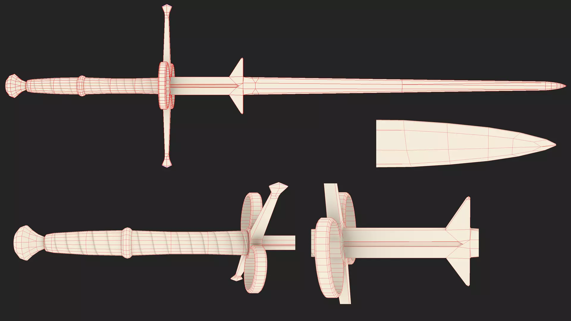Zweihander Sword Low-poly 3D model_9