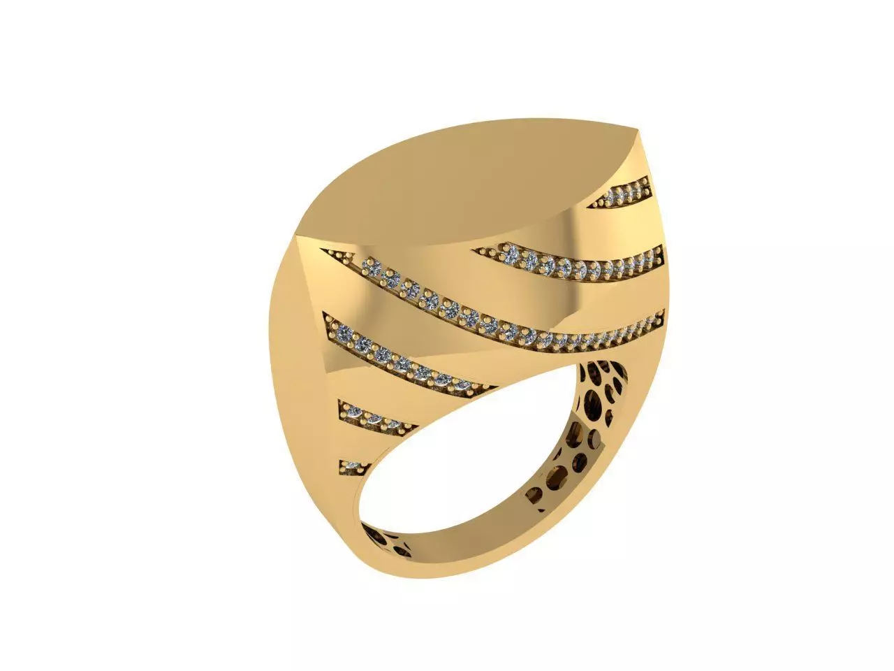 Ready Women Gold Ring STL 3D Models  3D print model_0