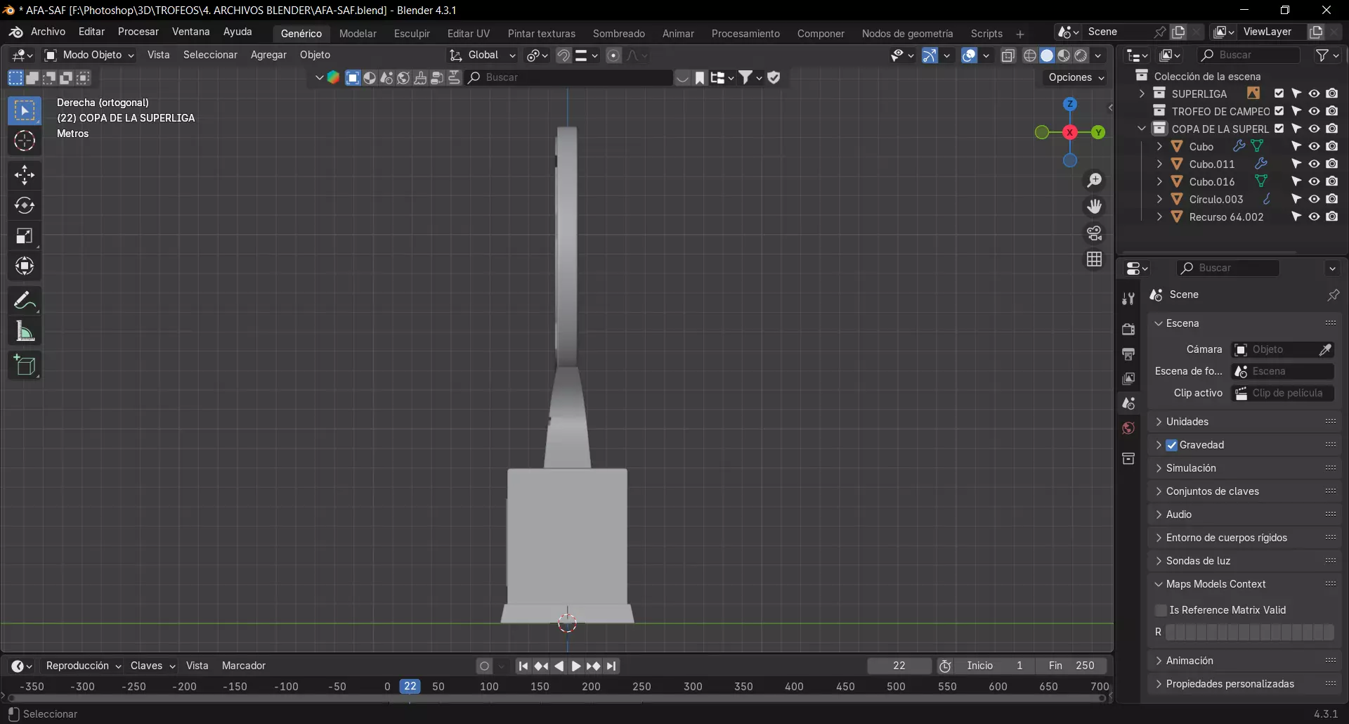 Trofeo Copa de la Superliga Argentina - SAF - Modelo 3D Low-poly 3D model_10