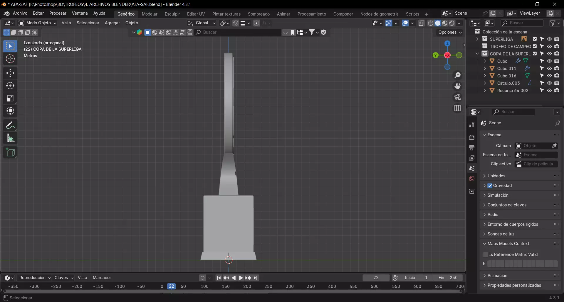 Trofeo Copa de la Superliga Argentina - SAF - Modelo 3D Low-poly 3D model_8