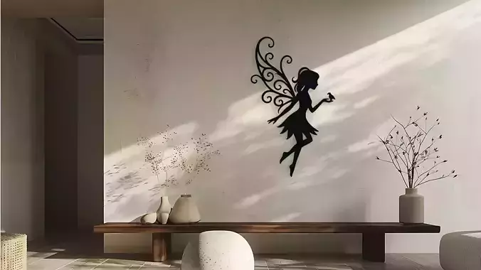Fairy with Bird Wall Decor Art