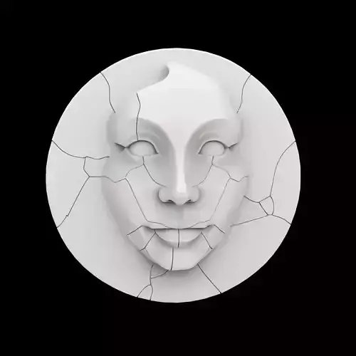 Broken Stone Face Wall Plate 3D Printable Model