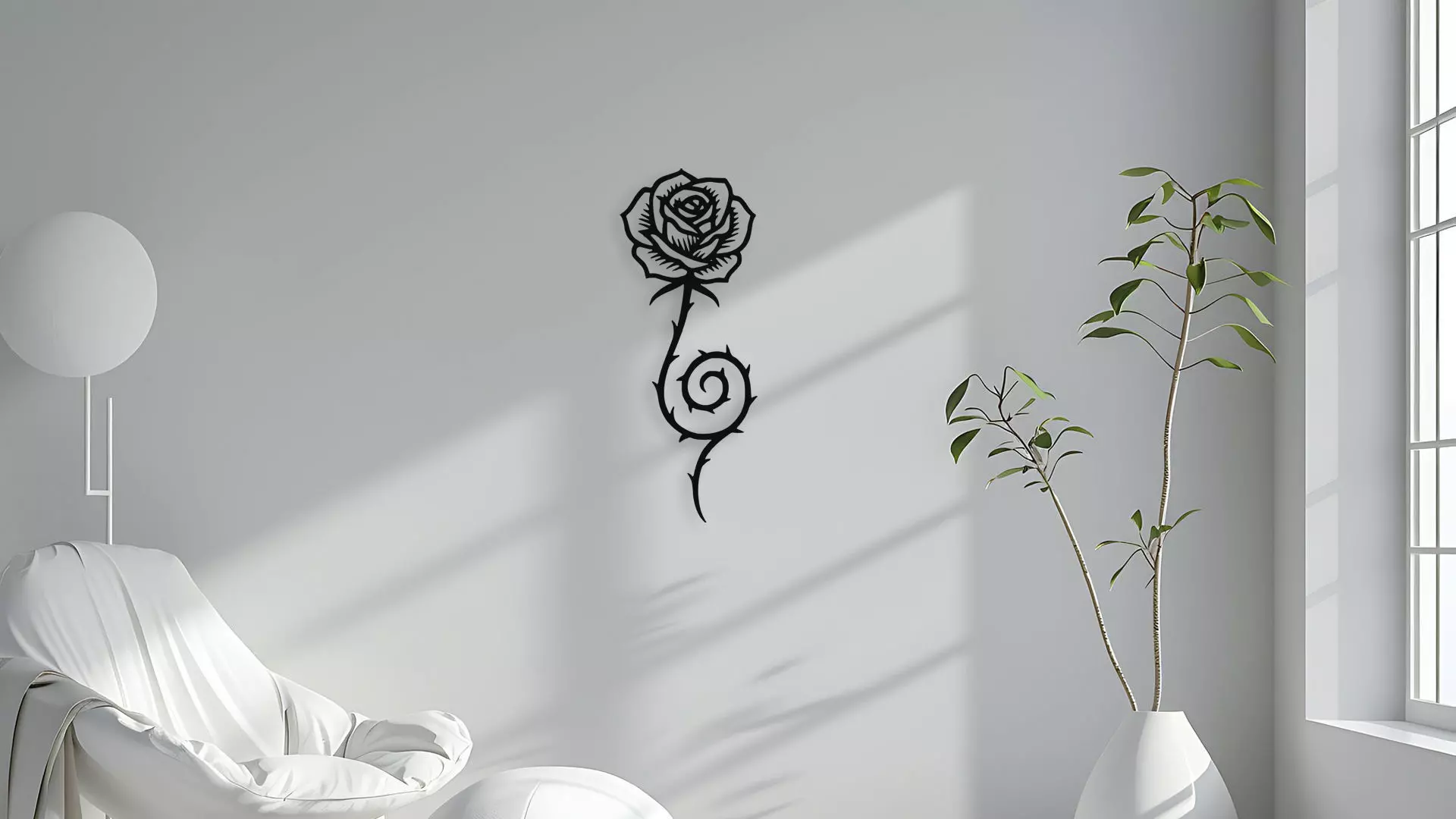 Elegant Rose Wall Decor Art 3D model_4