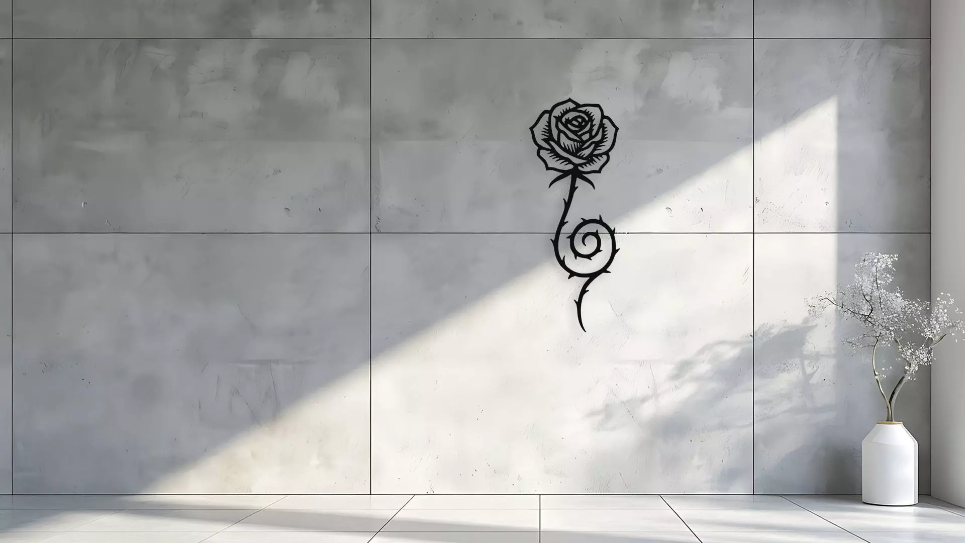 Elegant Rose Wall Decor Art 3D model_1