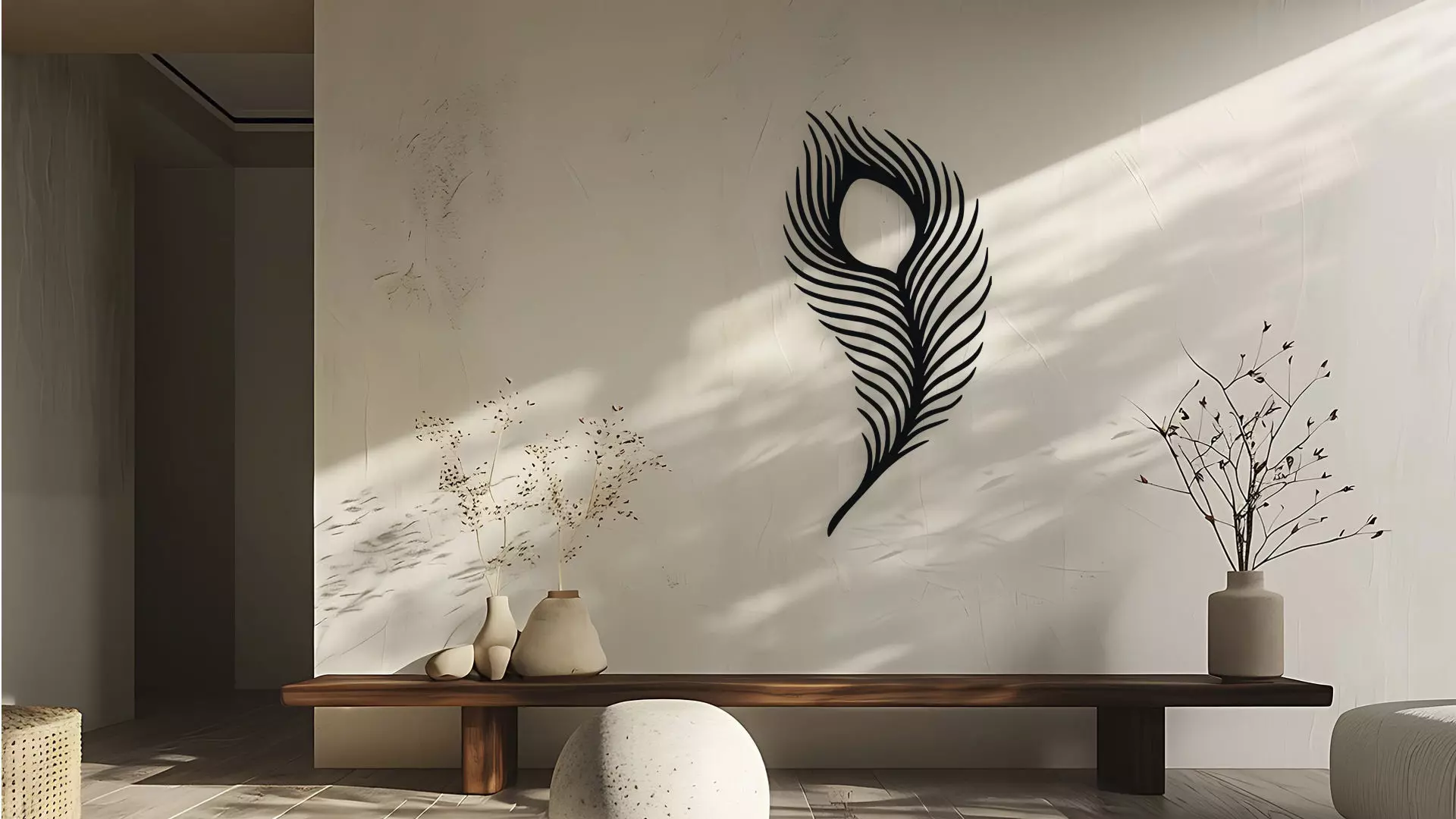 Peacock Feather Wall Decor Art 3D model_0
