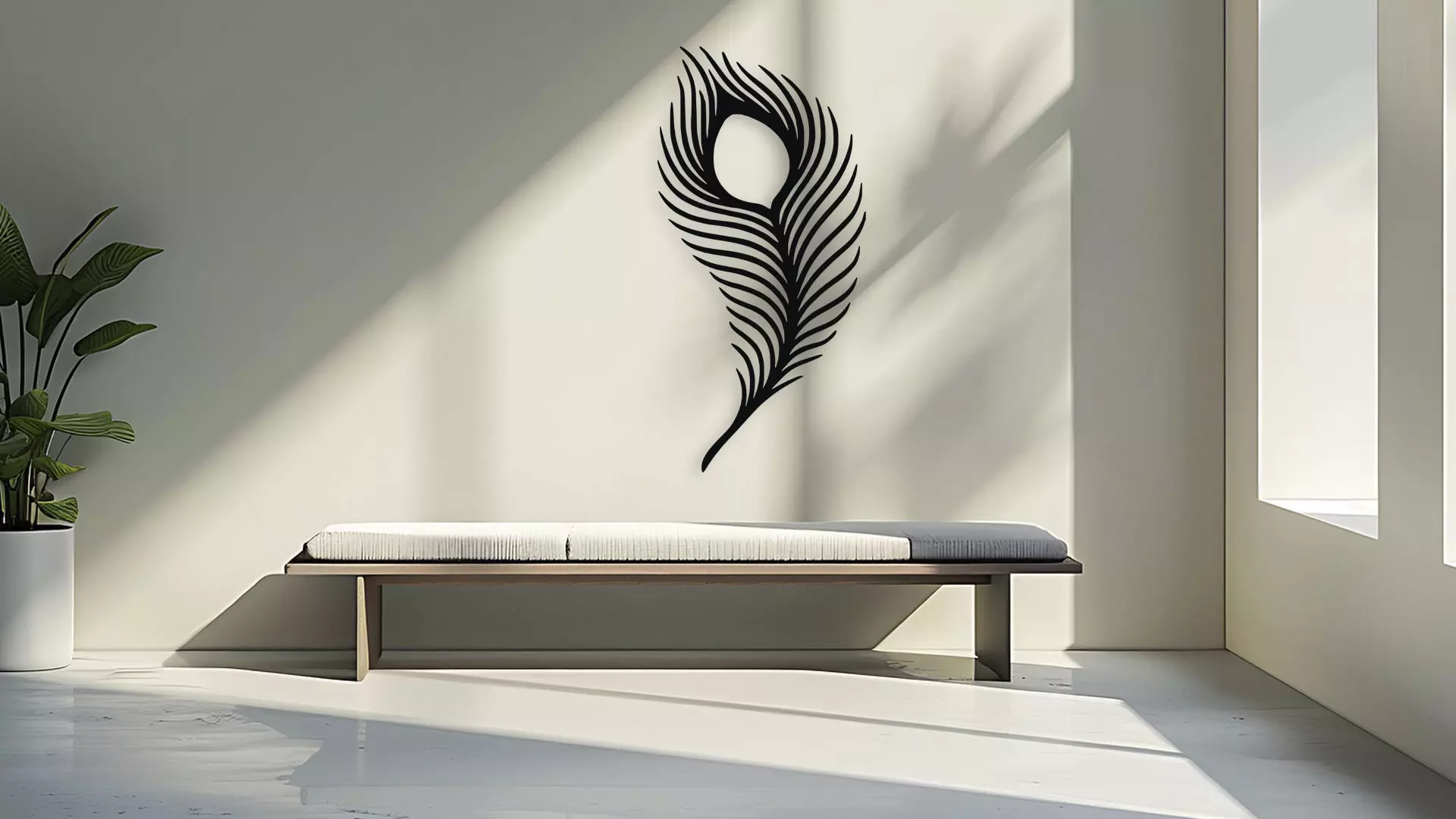 Peacock Feather Wall Decor Art 3D model_3