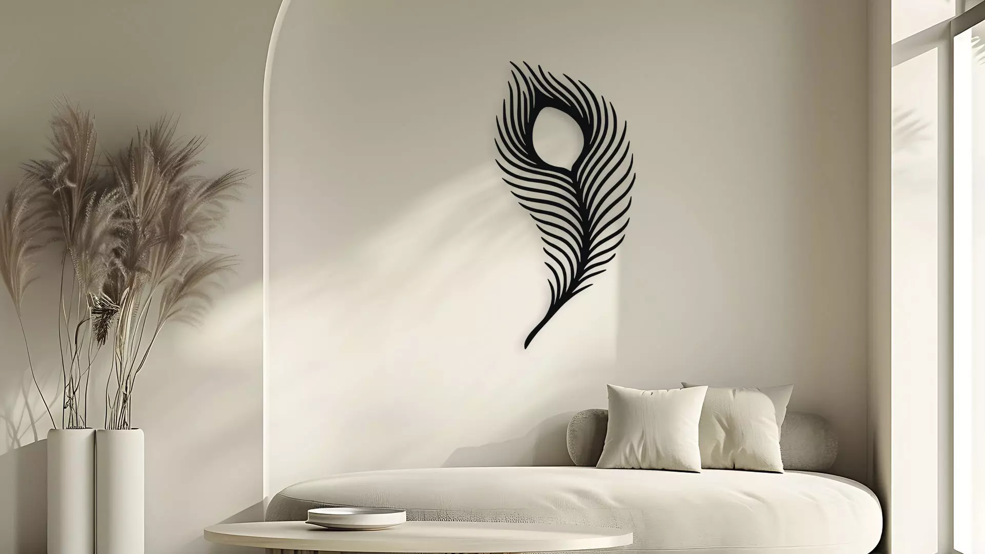 Peacock Feather Wall Decor Art 3D model_5