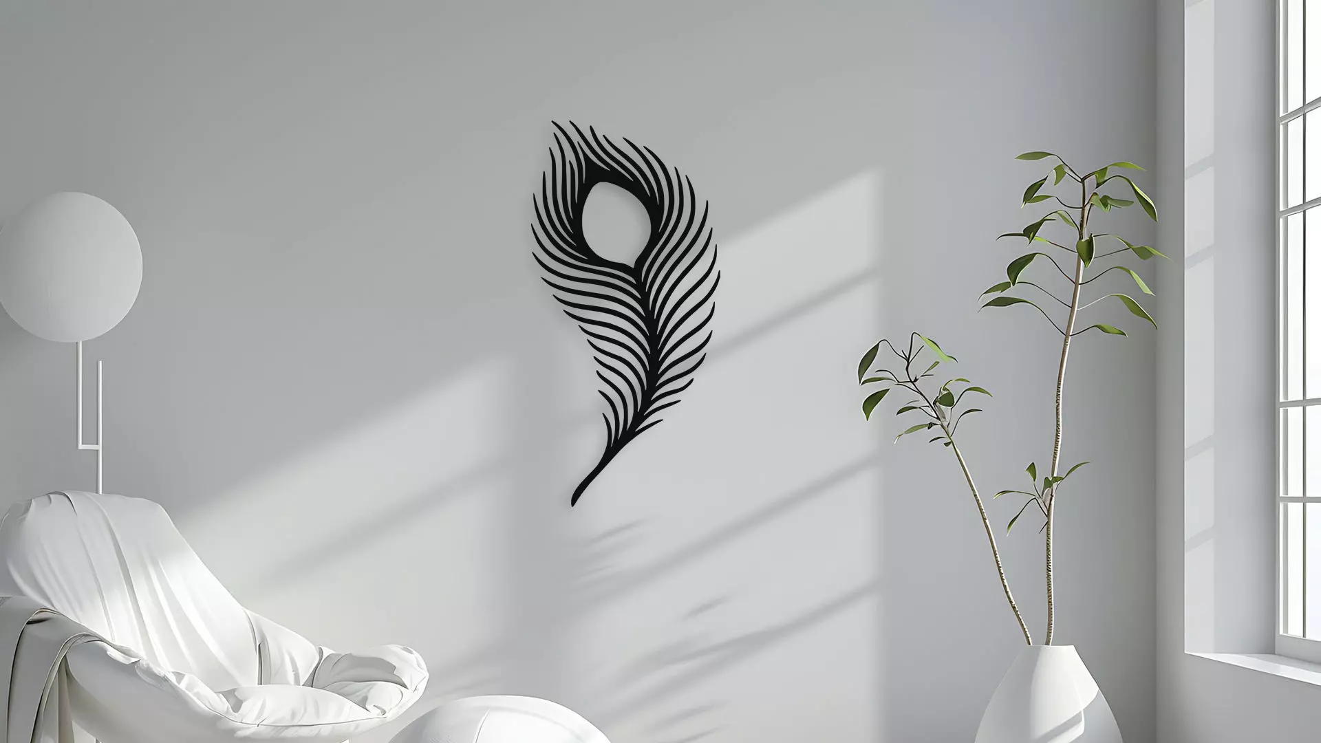 Peacock Feather Wall Decor Art 3D model_4
