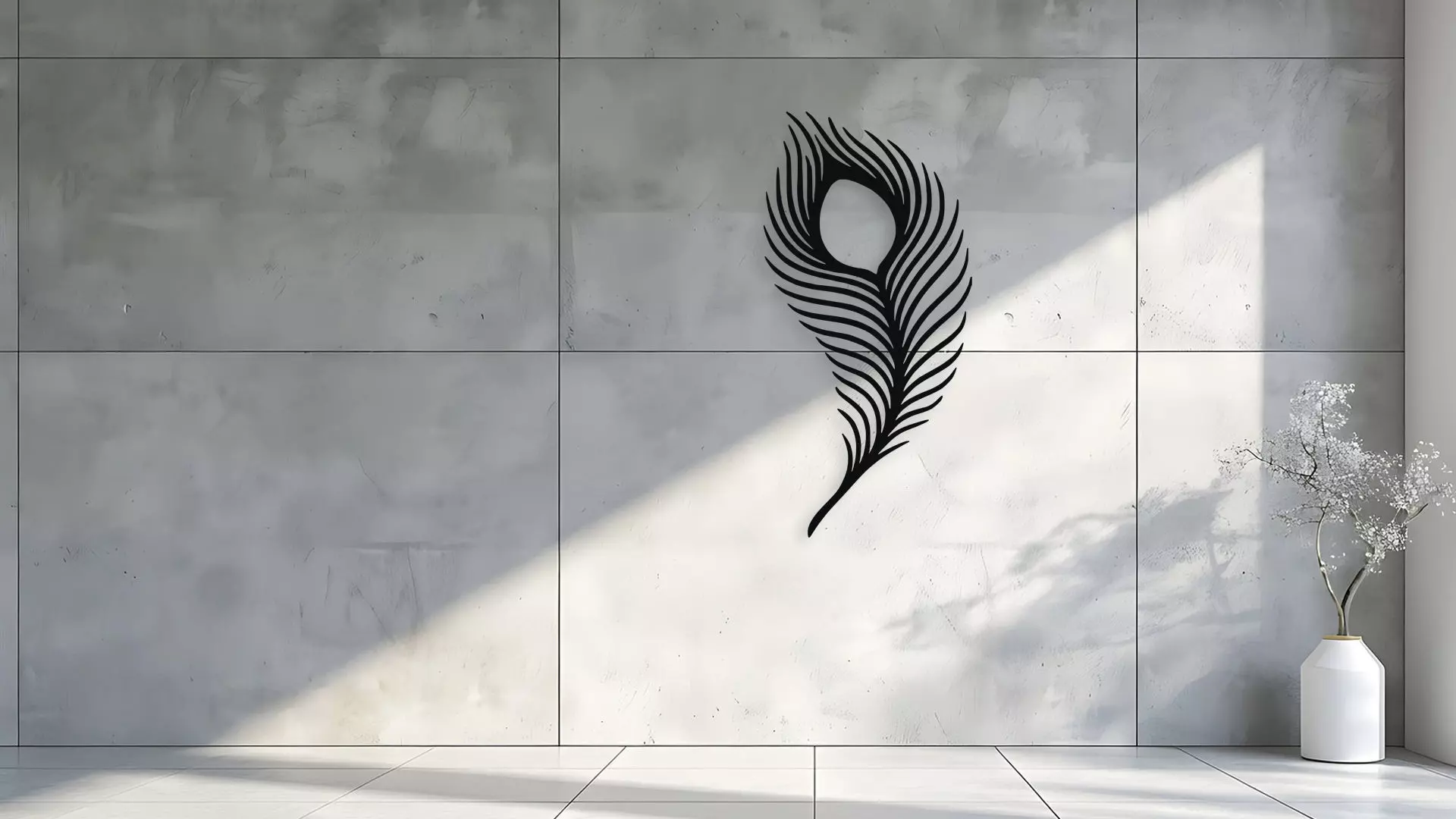 Peacock Feather Wall Decor Art 3D model_1