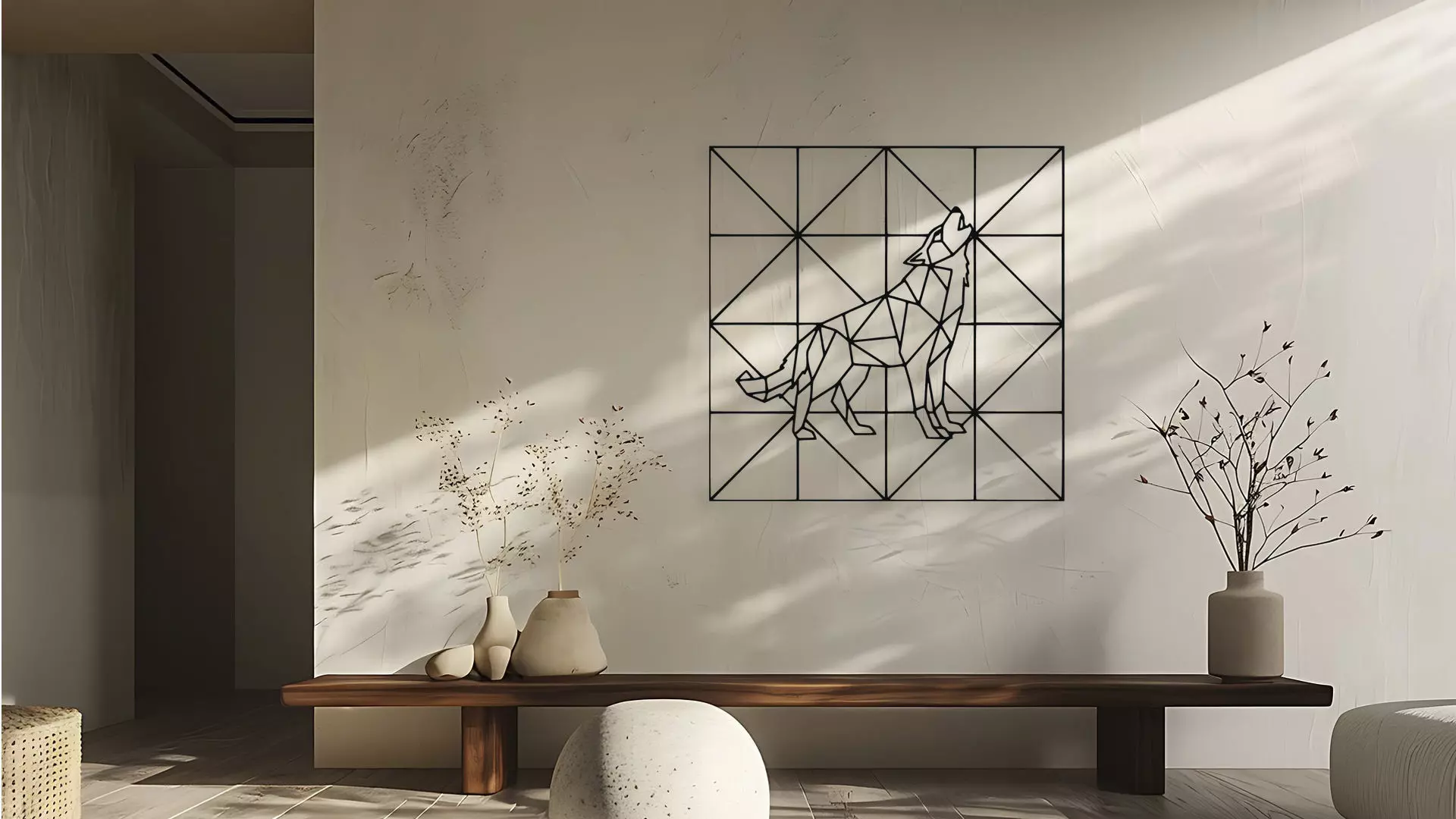 Geometric Wolf Wall Decor Art 3D model_0