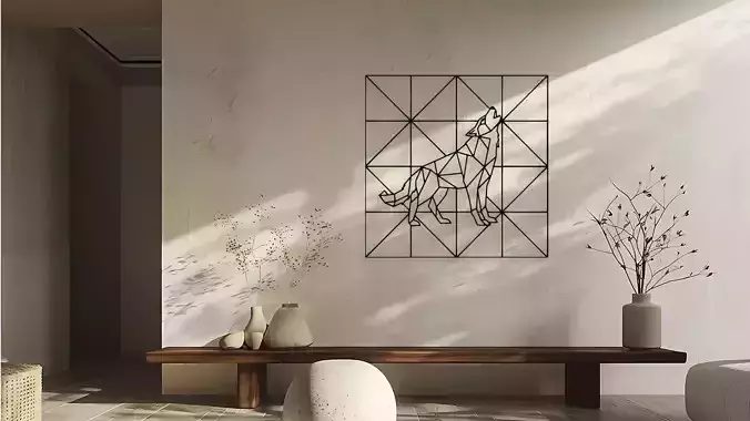 Geometric Wolf Wall Decor Art