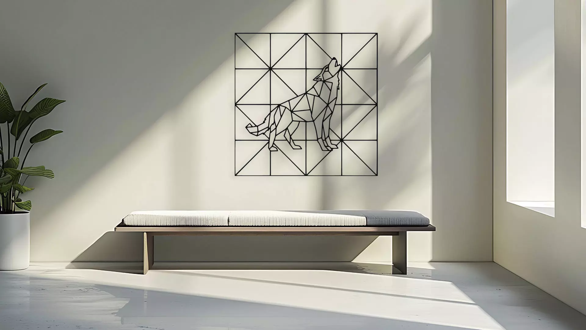 Geometric Wolf Wall Decor Art 3D model_3