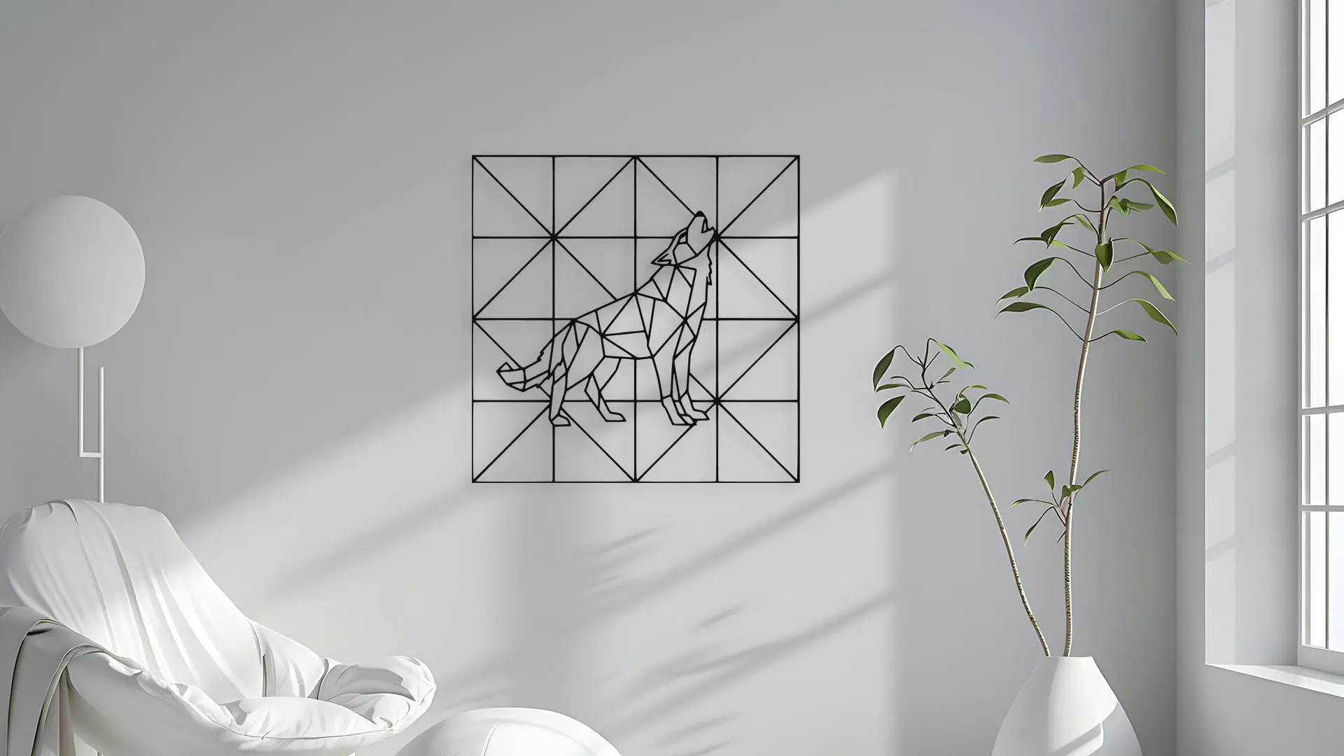 Geometric Wolf Wall Decor Art 3D model_4