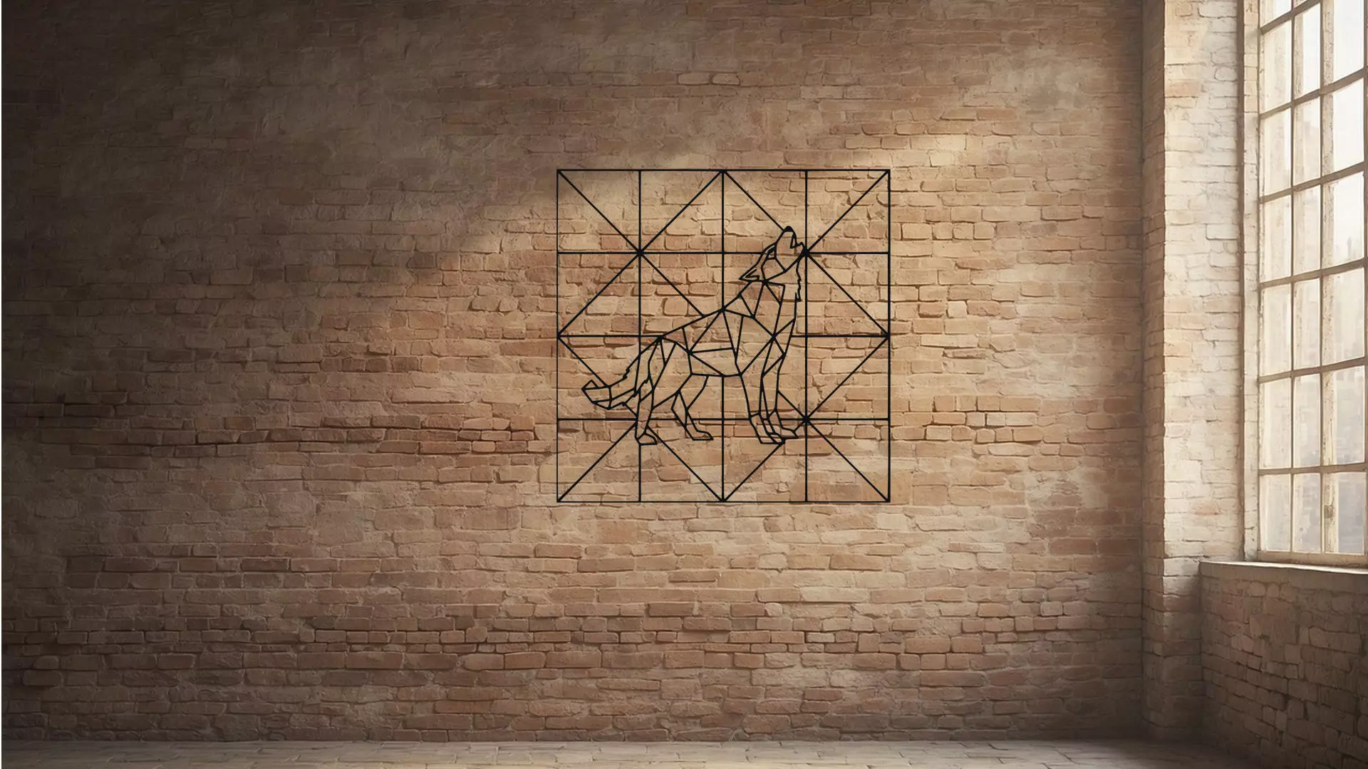 Geometric Wolf Wall Decor Art 3D model_2