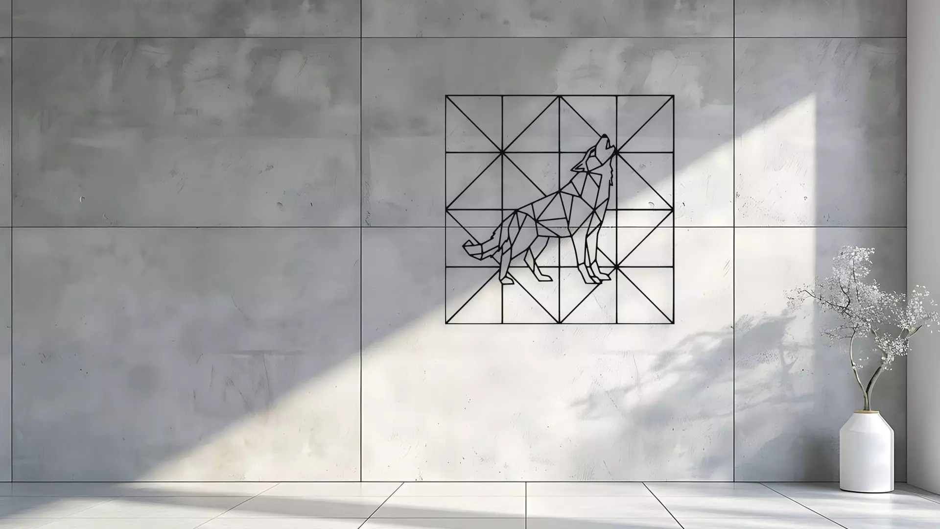 Geometric Wolf Wall Decor Art 3D model_1