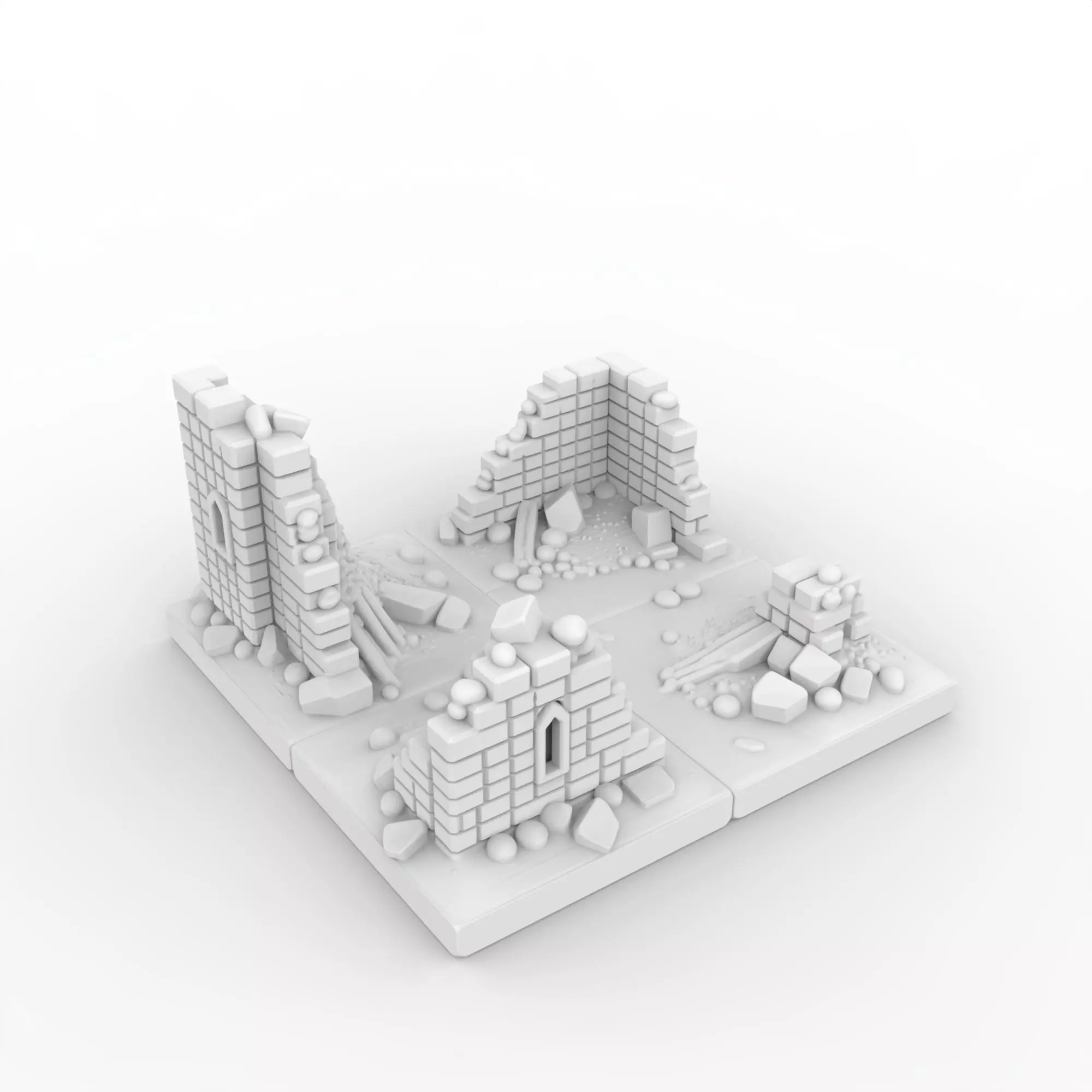 Castle Ruins Terrain Tile 3D Printable Model 3D print model