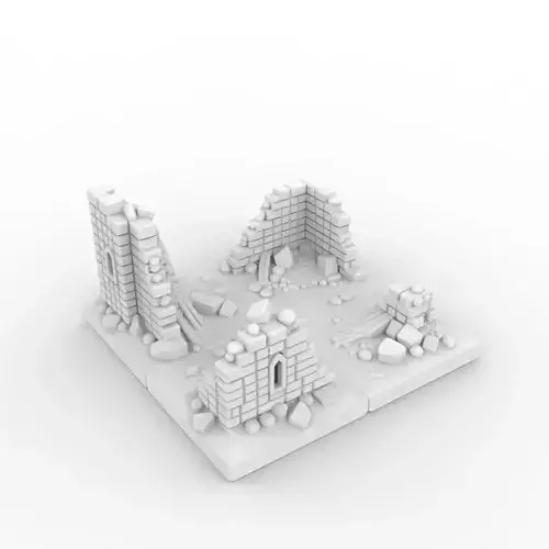 Castle Ruins Terrain Tile 3D Printable Model
