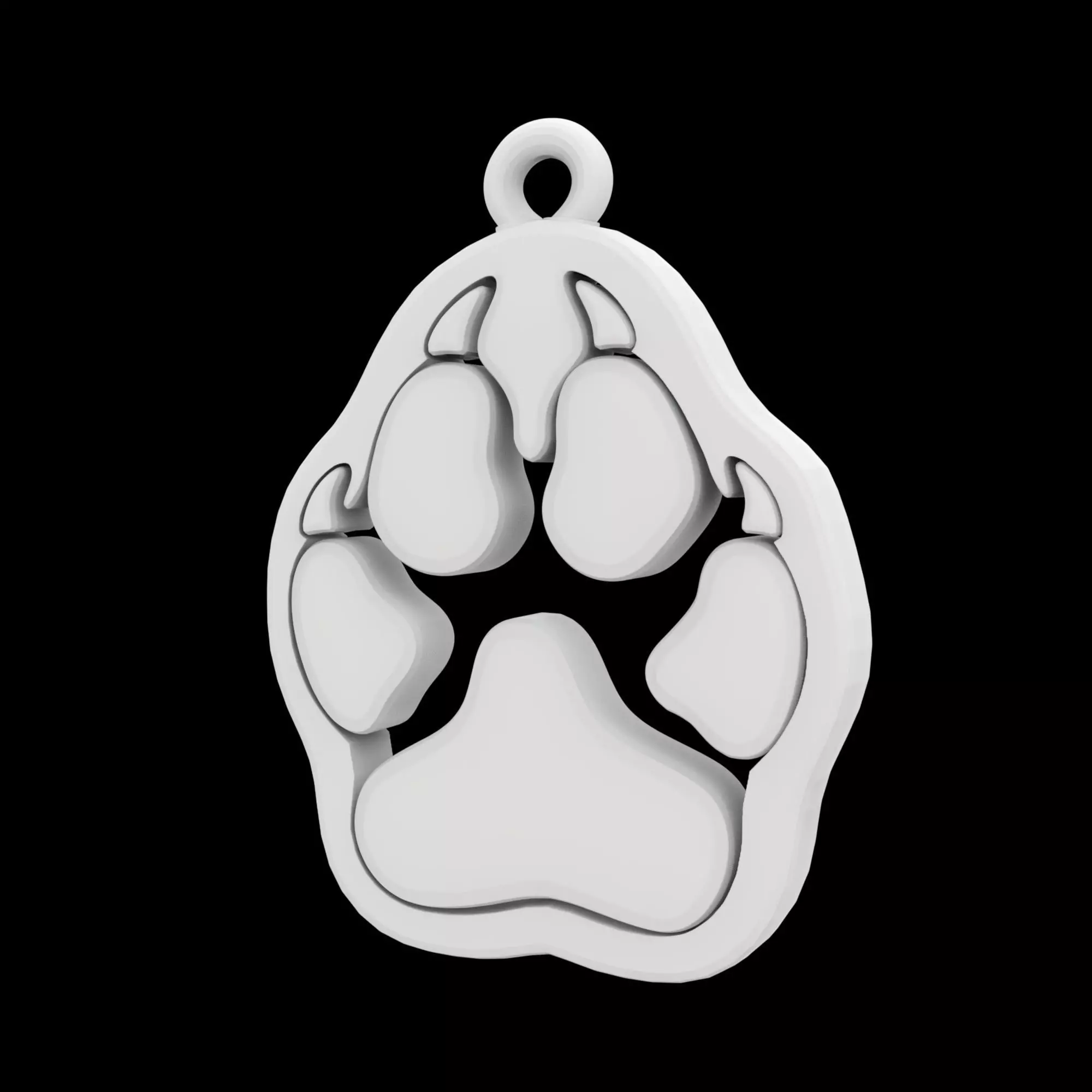 Minimalist Wolf Paw Pendant 3D Printable Model 3D print model_4