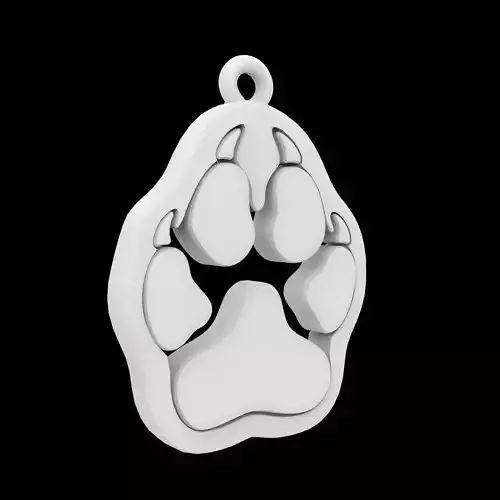 Minimalist Wolf Paw Pendant 3D Printable Model