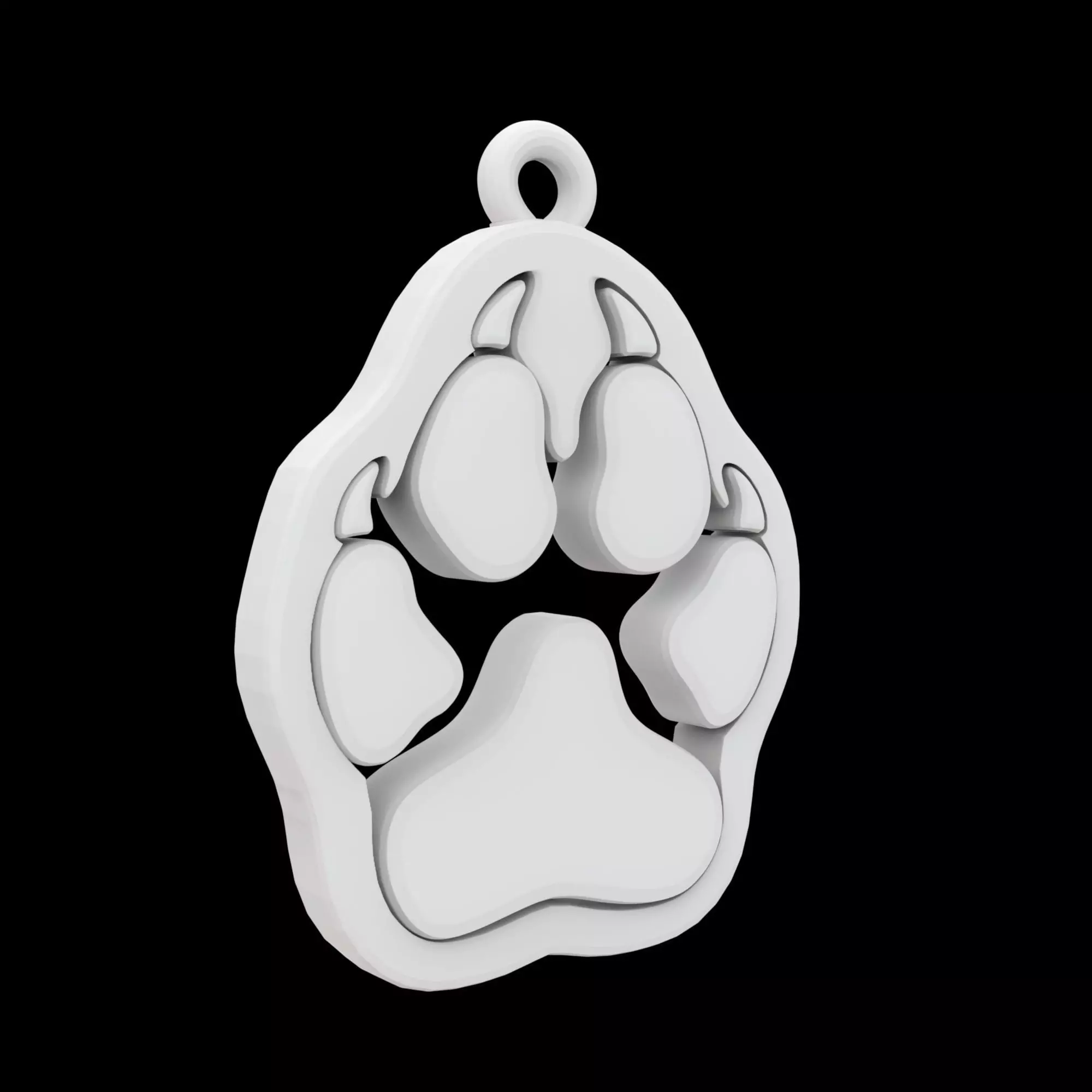 Minimalist Wolf Paw Pendant 3D Printable Model 3D print model_0