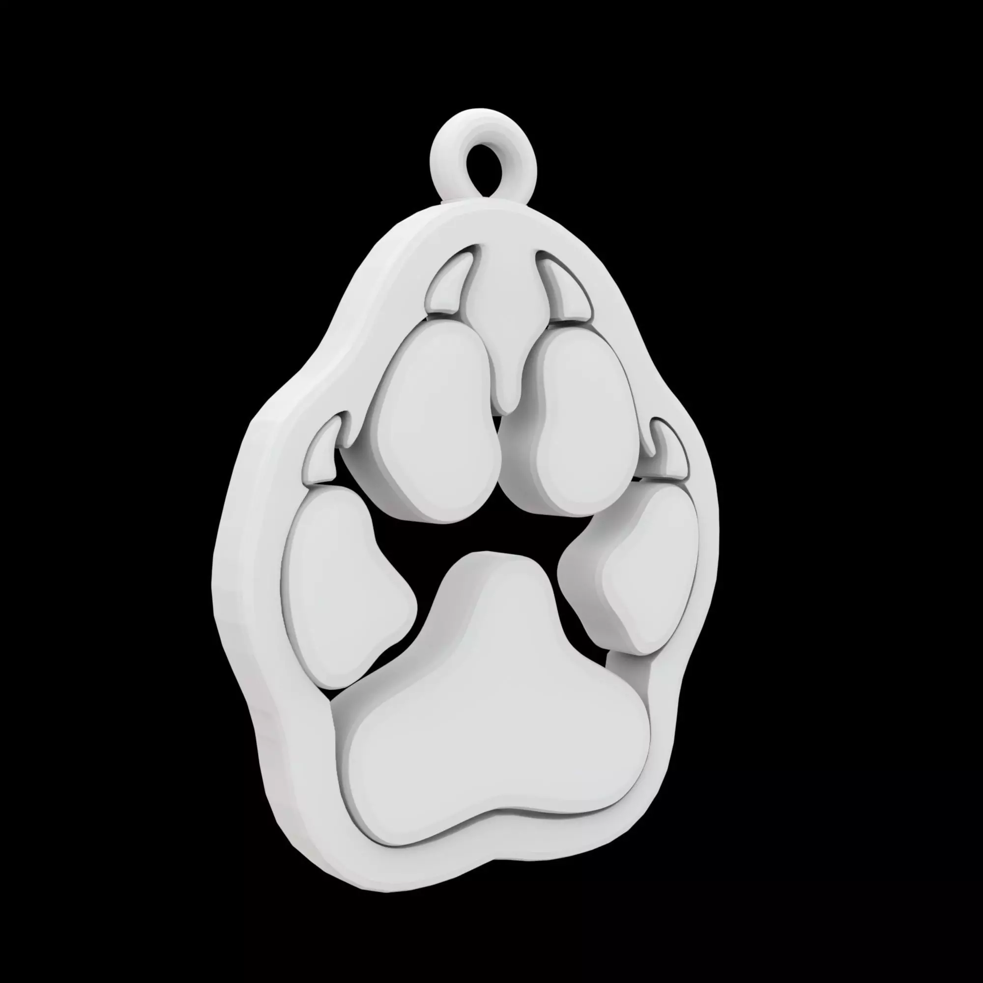 Minimalist Wolf Paw Pendant 3D Printable Model 3D print model_6
