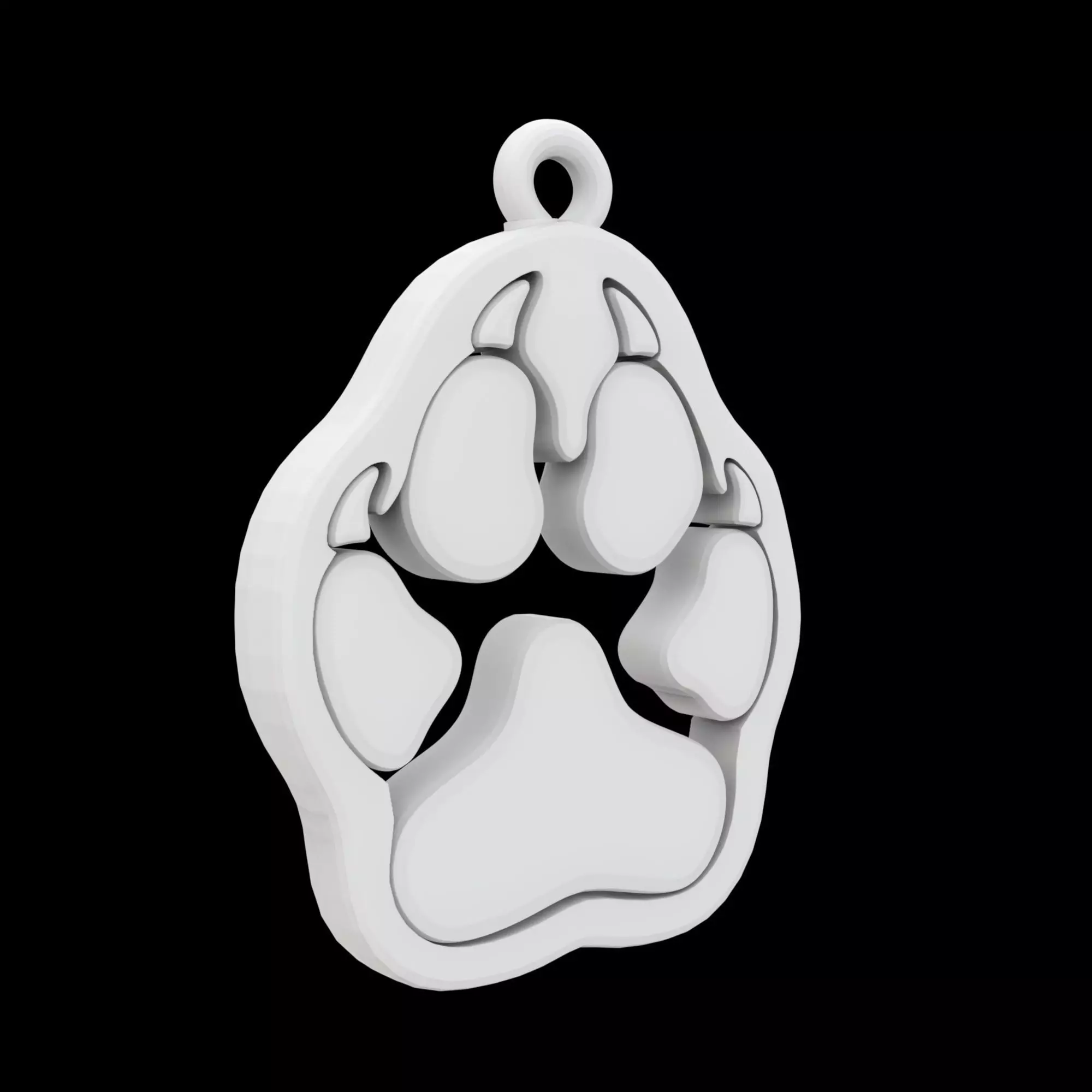 Minimalist Wolf Paw Pendant 3D Printable Model 3D print model_3