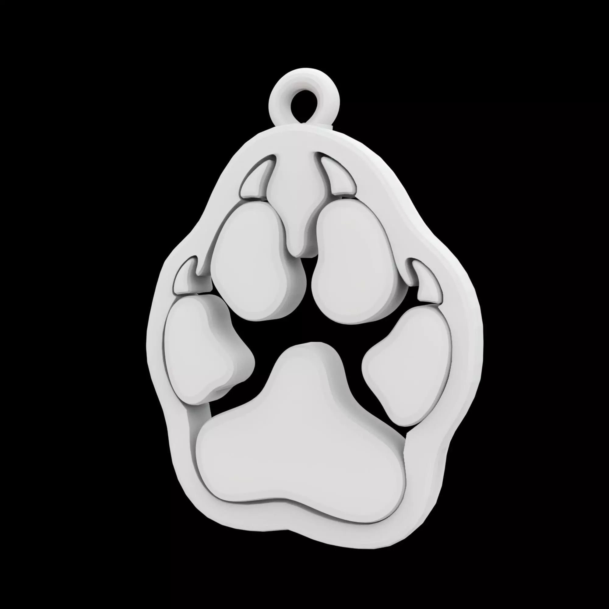 Minimalist Wolf Paw Pendant 3D Printable Model 3D print model_1