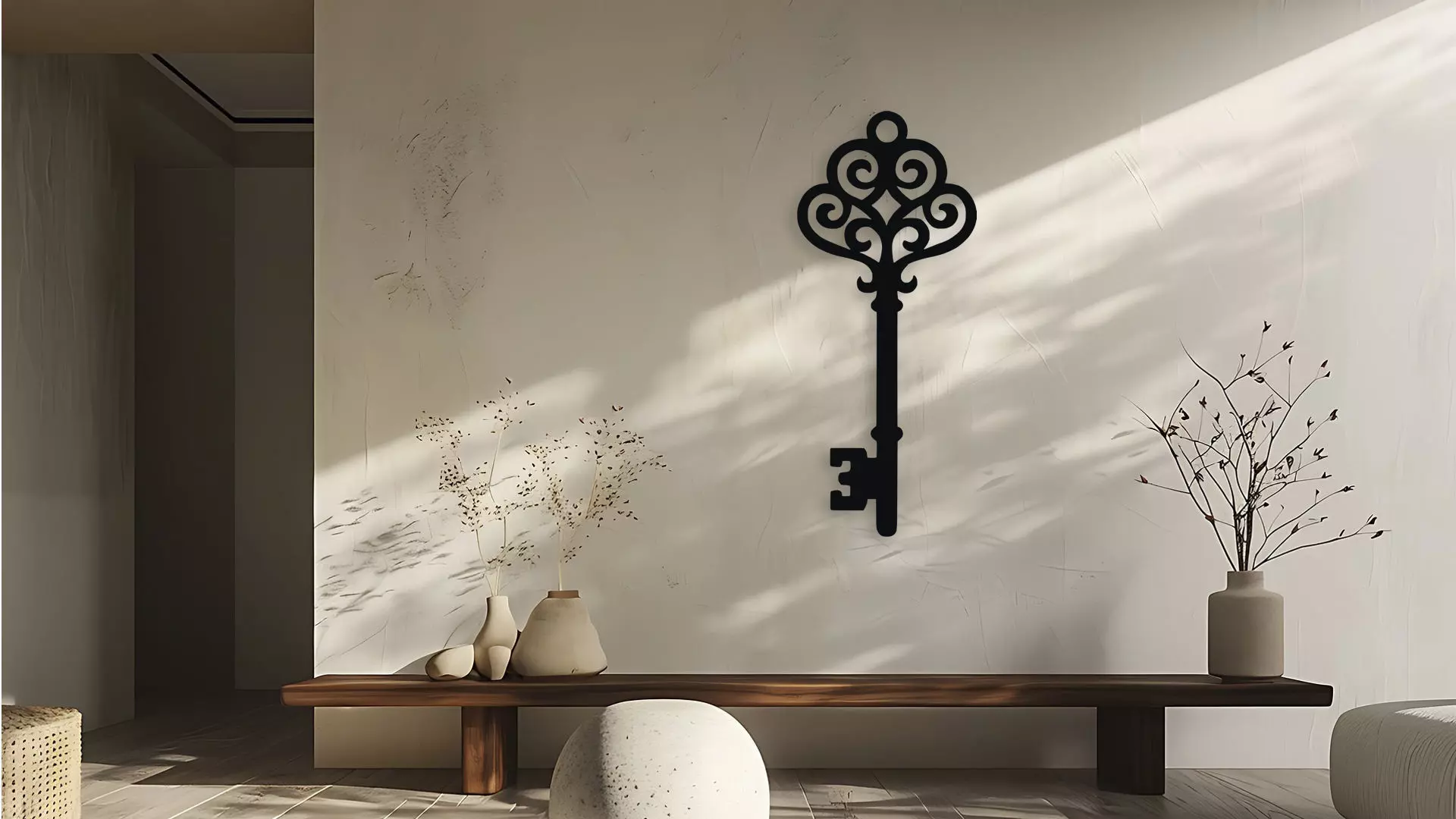 Ornate Skeleton Key Wall Decor Art 3D model_0