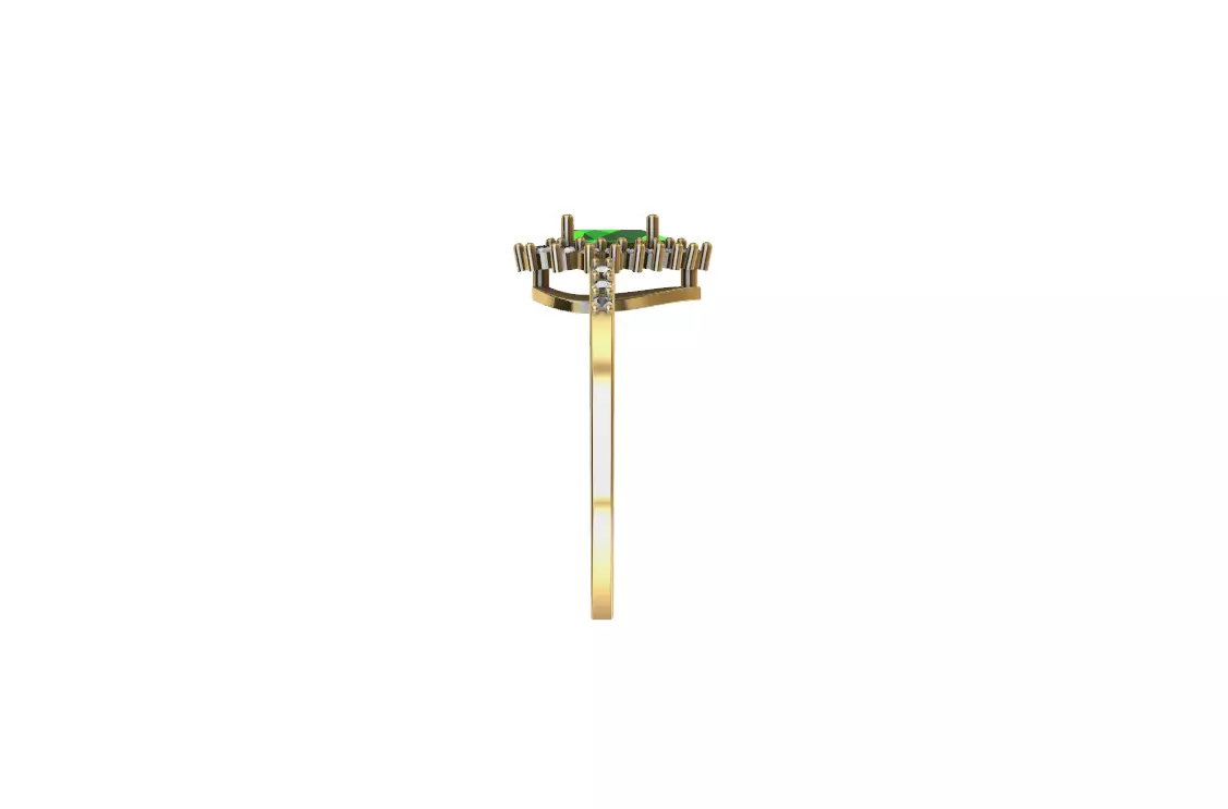 Emerald Drop Ring with Diamonds 3D printing Anel Esmeralda 3D print model_3