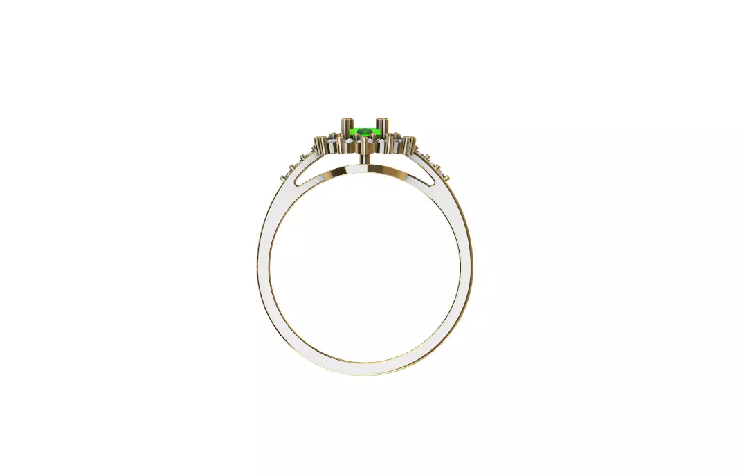Emerald Drop Ring with Diamonds 3D printing Anel Esmeralda 3D print model_2