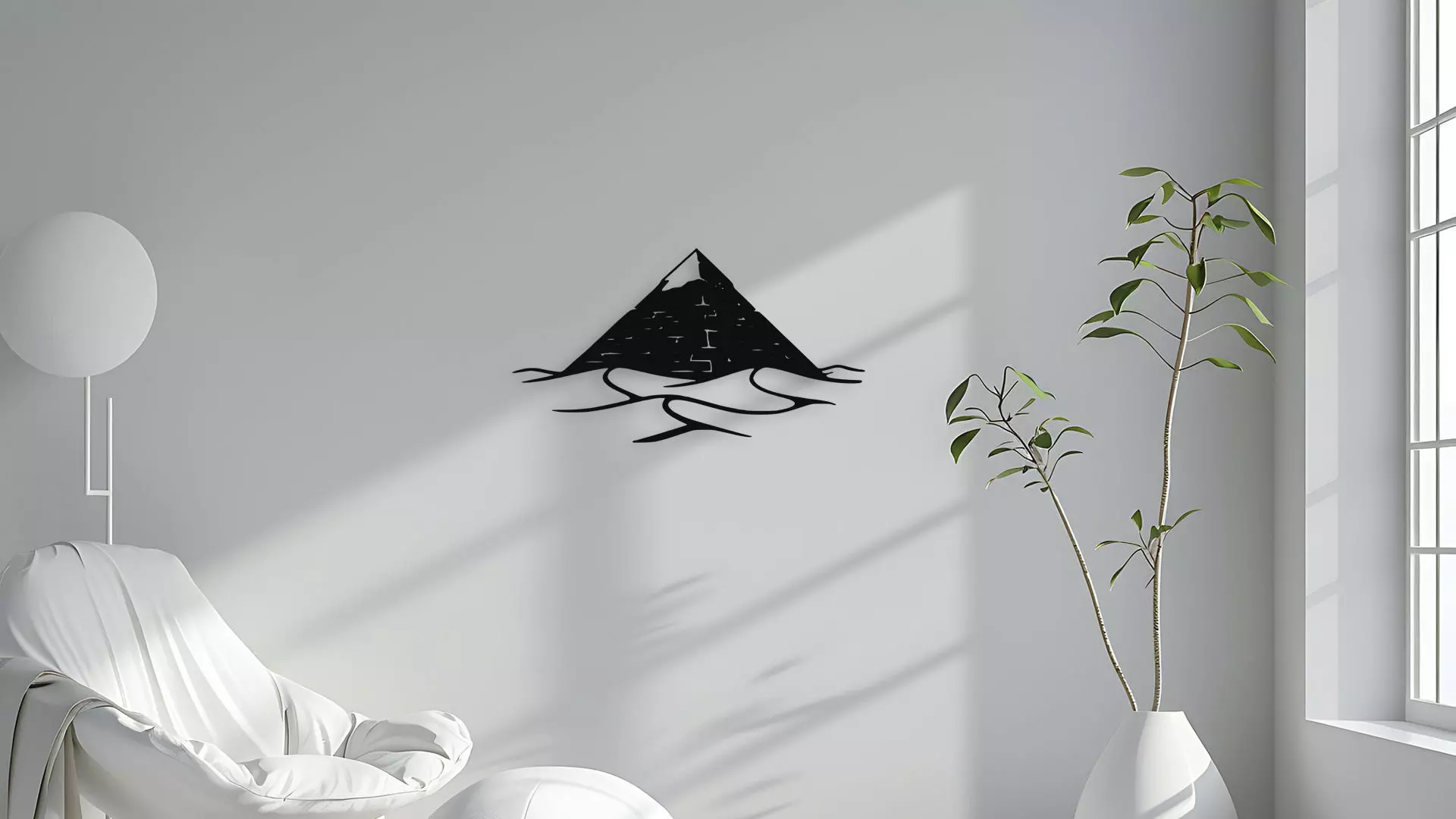 Pyramid in Desert Wall Decor 3D model_4