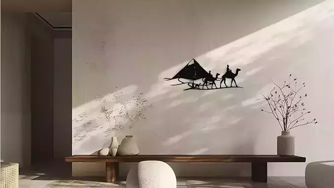Desert Caravan Pyramid Wall Decor Art