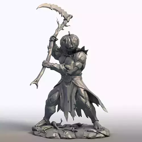 Pumpkin Head Reaper Halloween Fantasy Figurine 3D print model