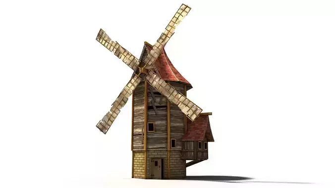 Cartoon Low Poly Windmill
