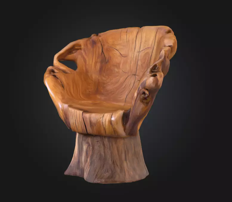 Rustic Tree Chair Low-poly 3D model_7