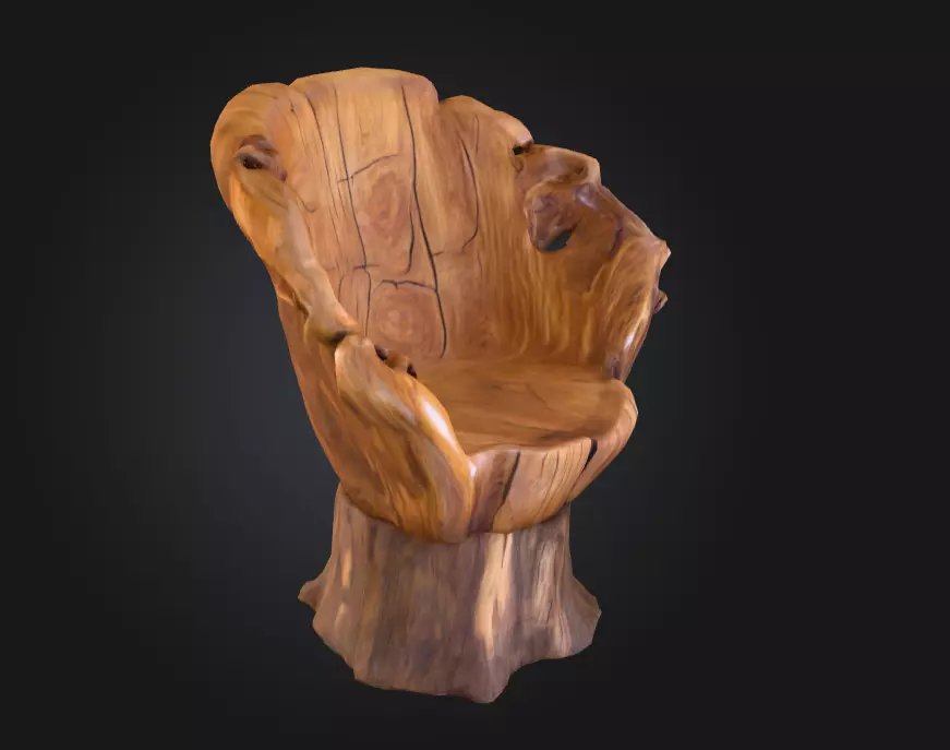 Rustic Tree Chair Low-poly 3D model_1